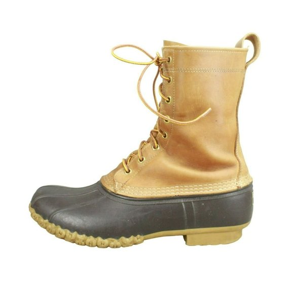 L.L. Bean Other - LL Bean Brown Leather Lace Up Unlined Mid Calf Duck Boots Size 9 M
